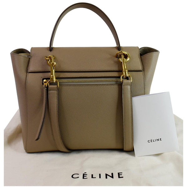 CELINE Micro Belt Grained Calfskin 2Way Shoulder Bag Taupe