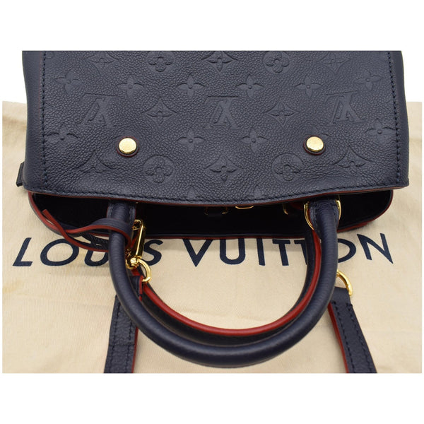 LOUIS VUITTON Montaigne BB Monogram Empreinte Leather Satchel Bag Marine Rouge