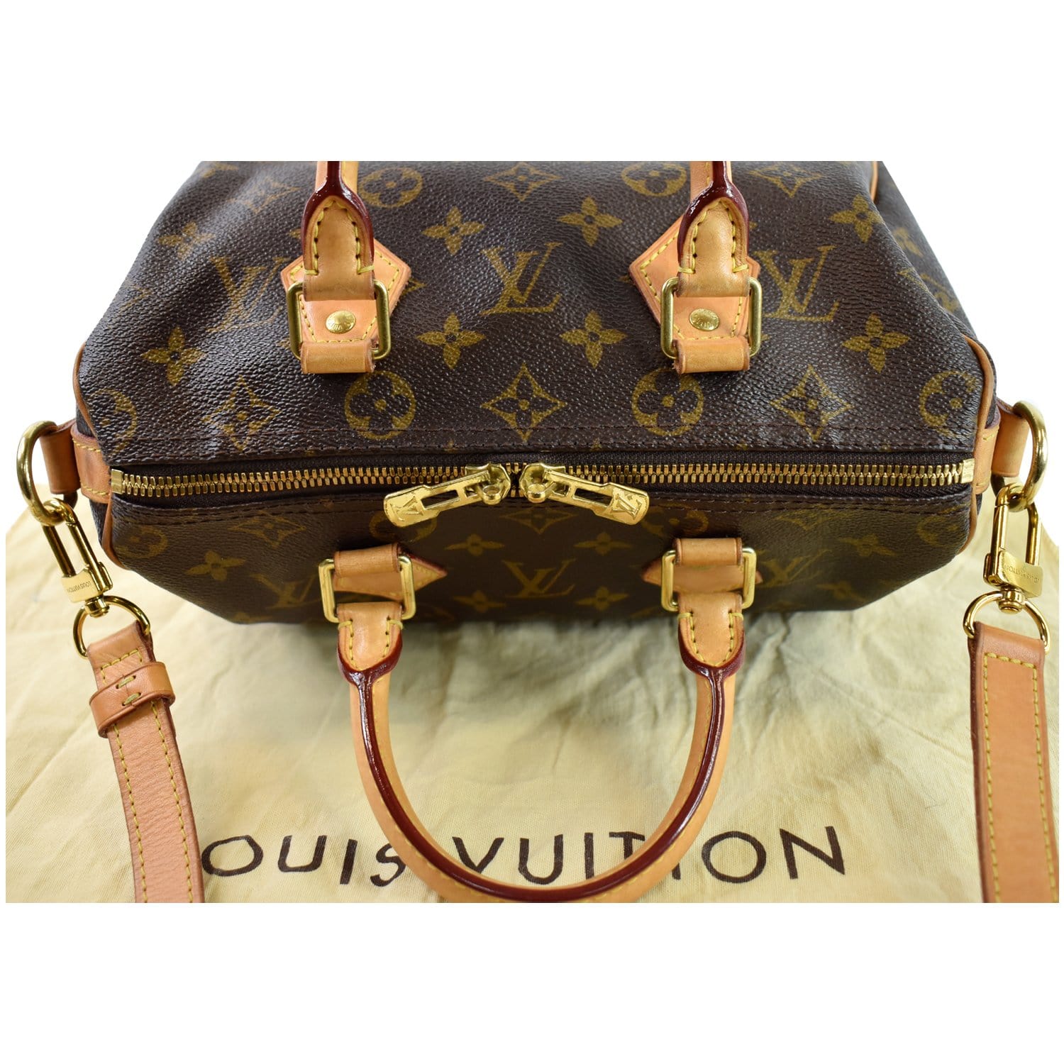 Authentic LOUIS VUITTON Speedy 25 Hand Bag Monogram Leather Brown
