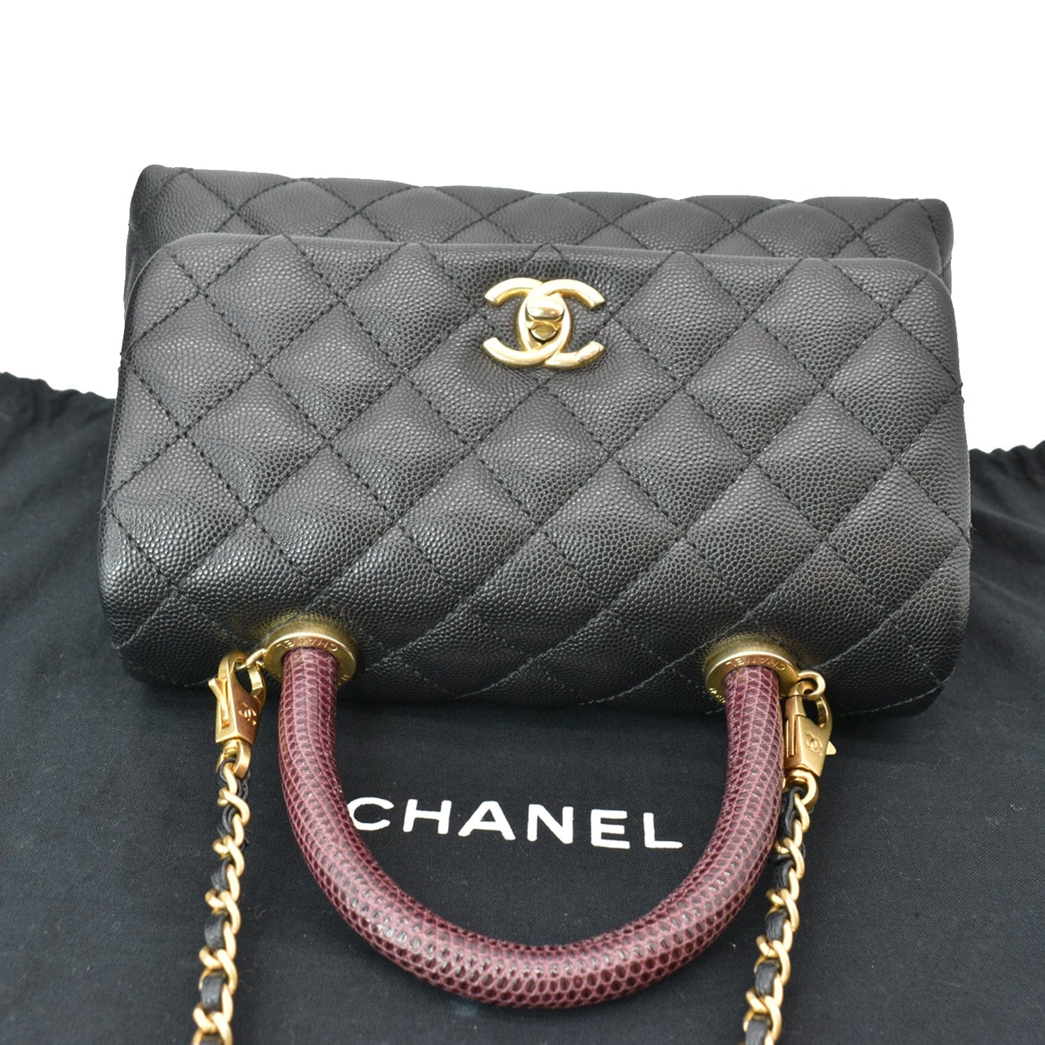 Chanel Small Coco Handle Quilted Dark Beige Caviar Gold Hardware Lizar –  Coco Approved Studio