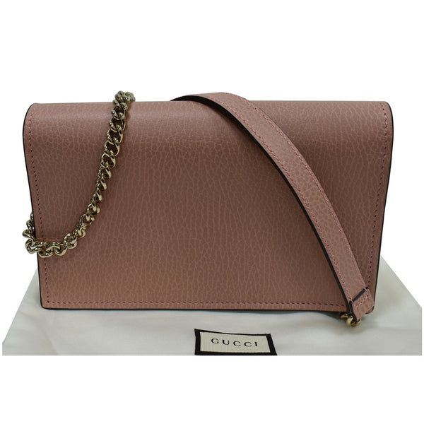 GUCCI Dollar Interlocking G Leather Chain Wallet Soft Pink 510314