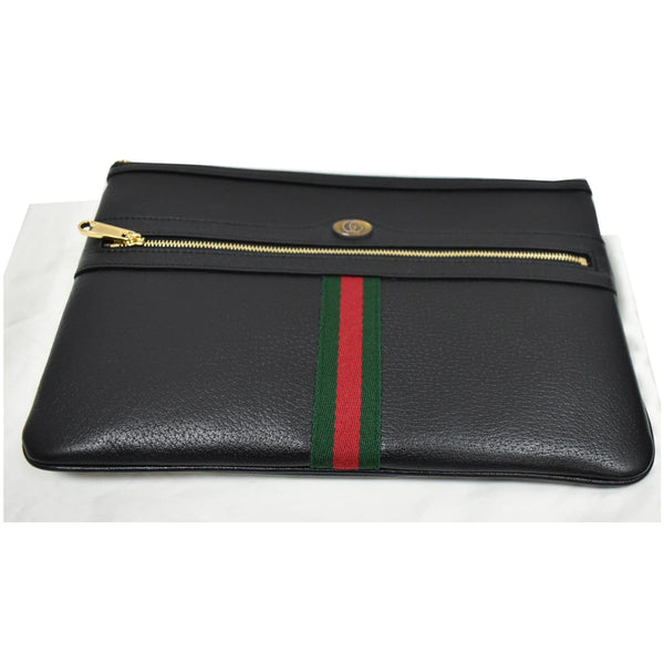 GUCCI Large Ophidia GG Leather Pouch Clutch Bag Black 517551