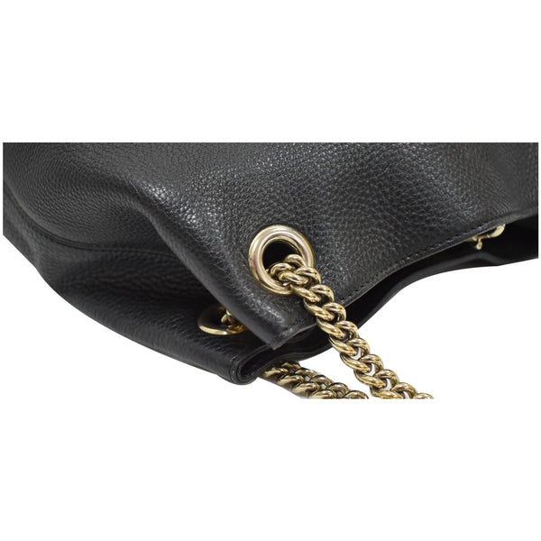 GUCCI Soho Pebbled Leather Chain Shoulder Bag 308982 Black
