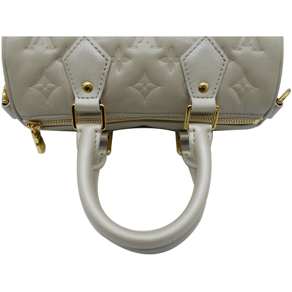 LOUIS VUITTON Speedy Limited Edition Bandouliere 22 Embossed Leather Shoulder Bag Ivory