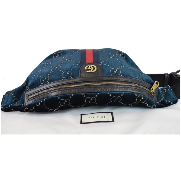 GUCCI GG Monogram Velvet Belt Bumbag Dark Blue 574968