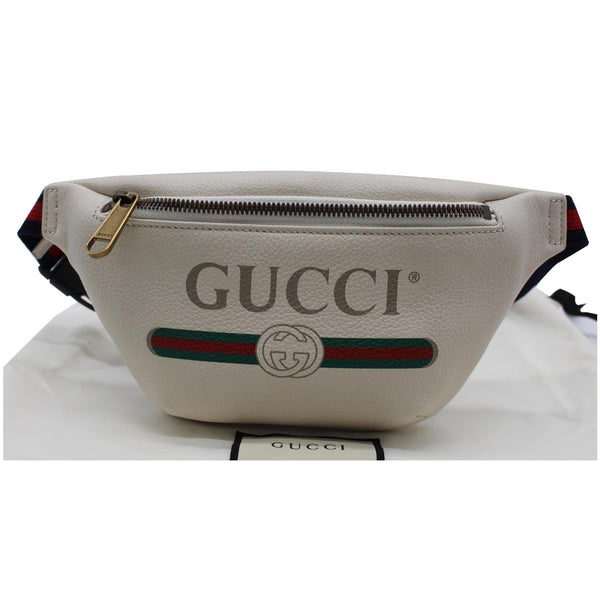 GUCCI Print Small Leather Belt Waist Bum Bag White 527792