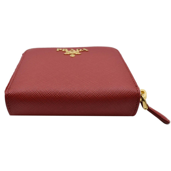 PRADA Small Saffiano Leather Zip Around Wallet Red- Hot Deals