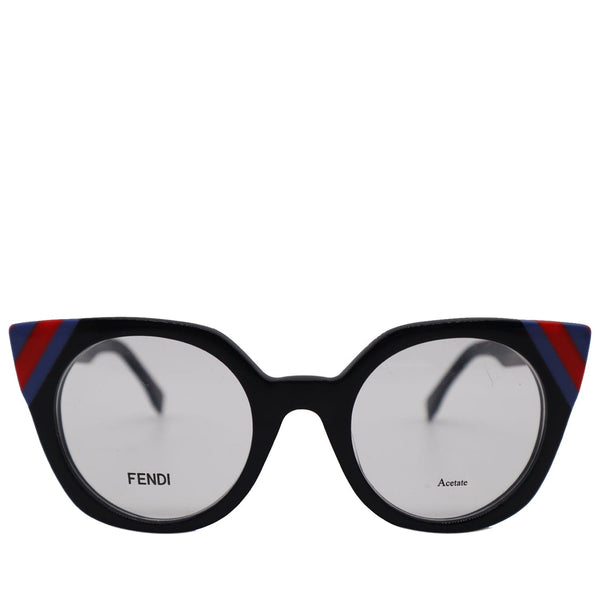 FENDI FF 0246 PJP Waves Dark Blue Striped Red Black Frame Eyeglasses Demo Lens