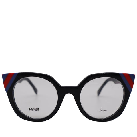 FENDI FF 0246 PJP Waves Dark Blue Striped Red Black Frame Eyeglasses Demo Lens
