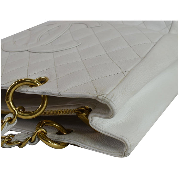 Chanel Grand Shopping Caviar Leather Tote Bag folded corner