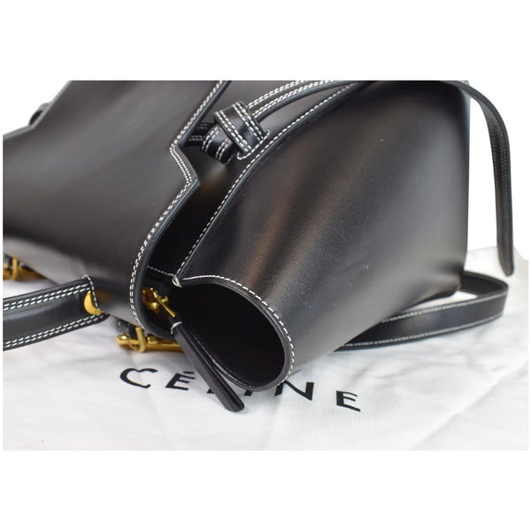 CELINE Double Stitching Mini Belt Calfskin 2Way Shoulder Bag Black