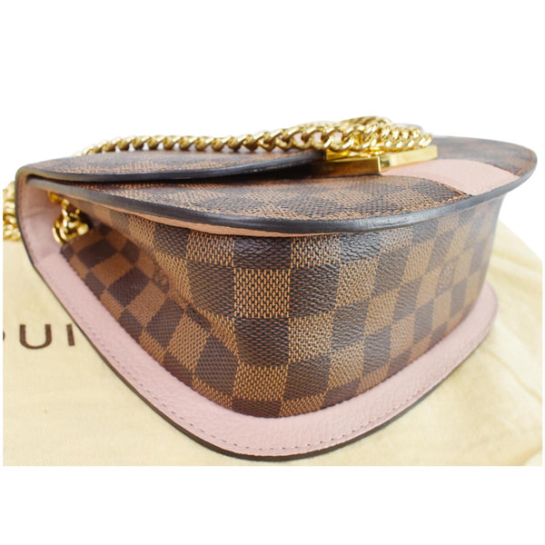 bottom corner - LV Wight Damier Ebene Crossbody Bag Magnolia