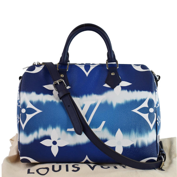 LOUIS VUITTON Escale Speedy 30 Bandouliere Monogram Canvas Shoulder Bag Blue
