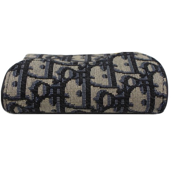 CHRISTIAN DIOR Saddle Flap Jacquard Canvas Card Holder Beige