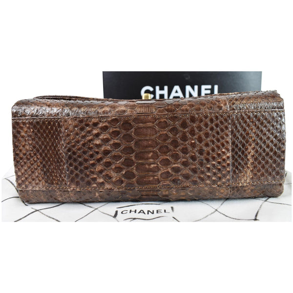 CHANEL Timeless Classic Flap Python Shoulder Bag Brown