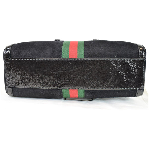 GUCCI Ophidia GG Suede Web Top Handle Shoulder Bag Black 524532