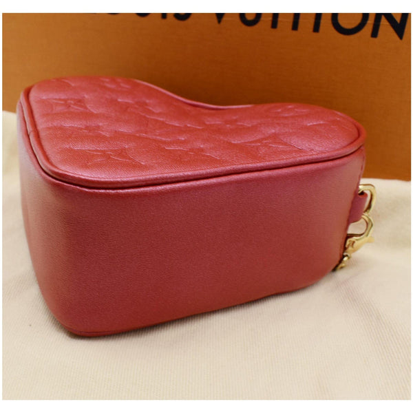 LOUIS VUITTON Heart on Chain Monogram Embossed Crossbody Bag Red