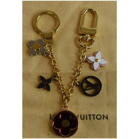 LOUIS VUITTON Flash Flower Chain Bag Charm Key Holder Red