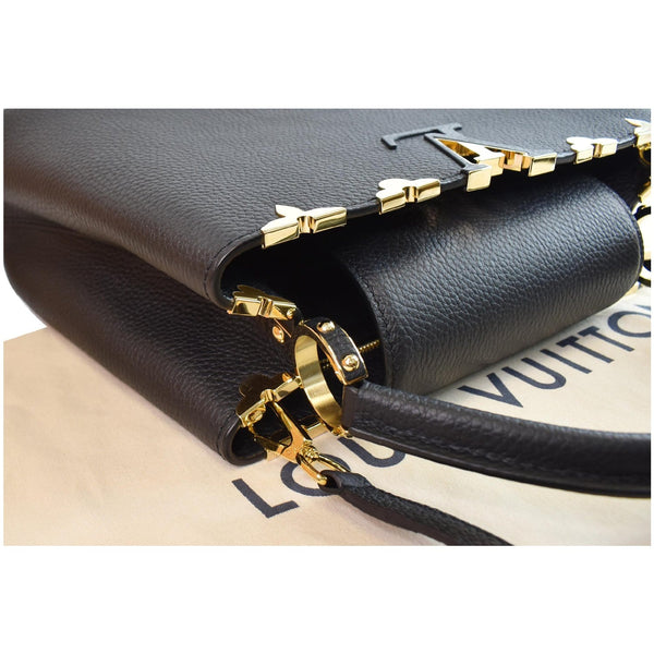 LOUIS VUITTON Capucines MM Crown Flowers Taurillon Shoulder Bag Black