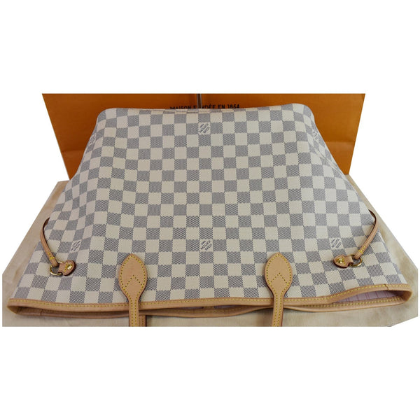 preloved Lv Neverfull MM Damier Azur Tote Bag White