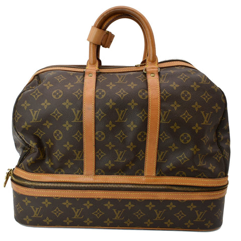 LOUIS VUITTON Vintage Sac Sport Monogram Canvas Boston Travel Bag Brown