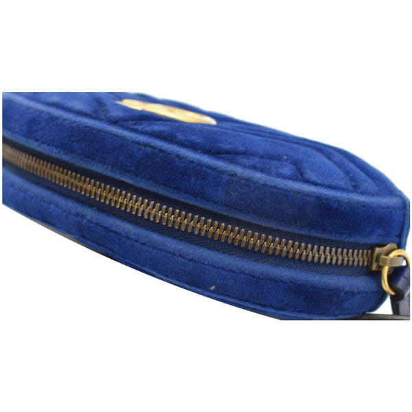 GUCCI GG Marmont Matelasse Velvet Belt Bag Blue 476434