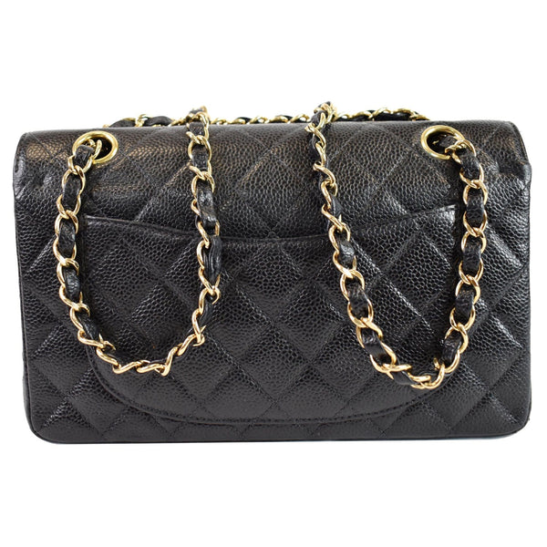 CHANEL Small Double Flap Caviar Quilted Leather Shoulder Bag Black
