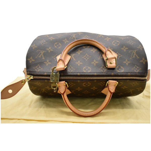 LOUIS VUITTON Speedy 30 Monogram Canvas Satchel Bag Brown