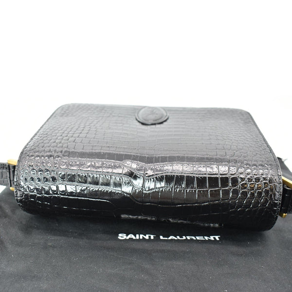 YVES SAINT LAURENT New Besace Embossed Leather Crossbody Bag Black