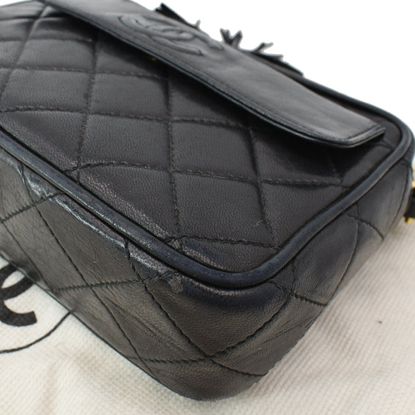 CHANEL Vintage Lambskin Leather Camera Shoulder Bag Black