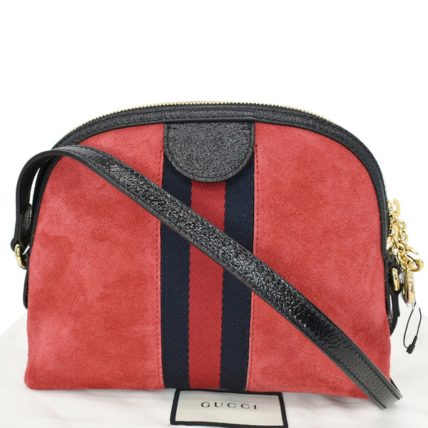 GUCCI Ophidia GG Small Suede Shoulder Bag Red 499621