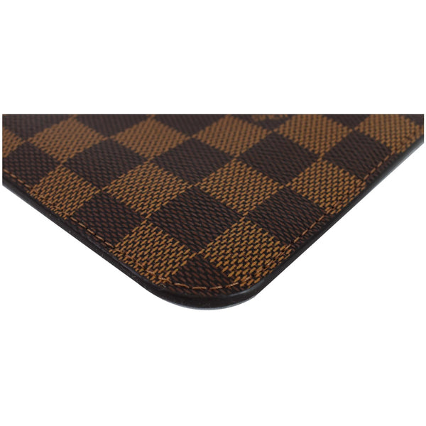 Louis Vuitton Pochette Damier Ebene Neverfull MM Pouch - brown seams veiew