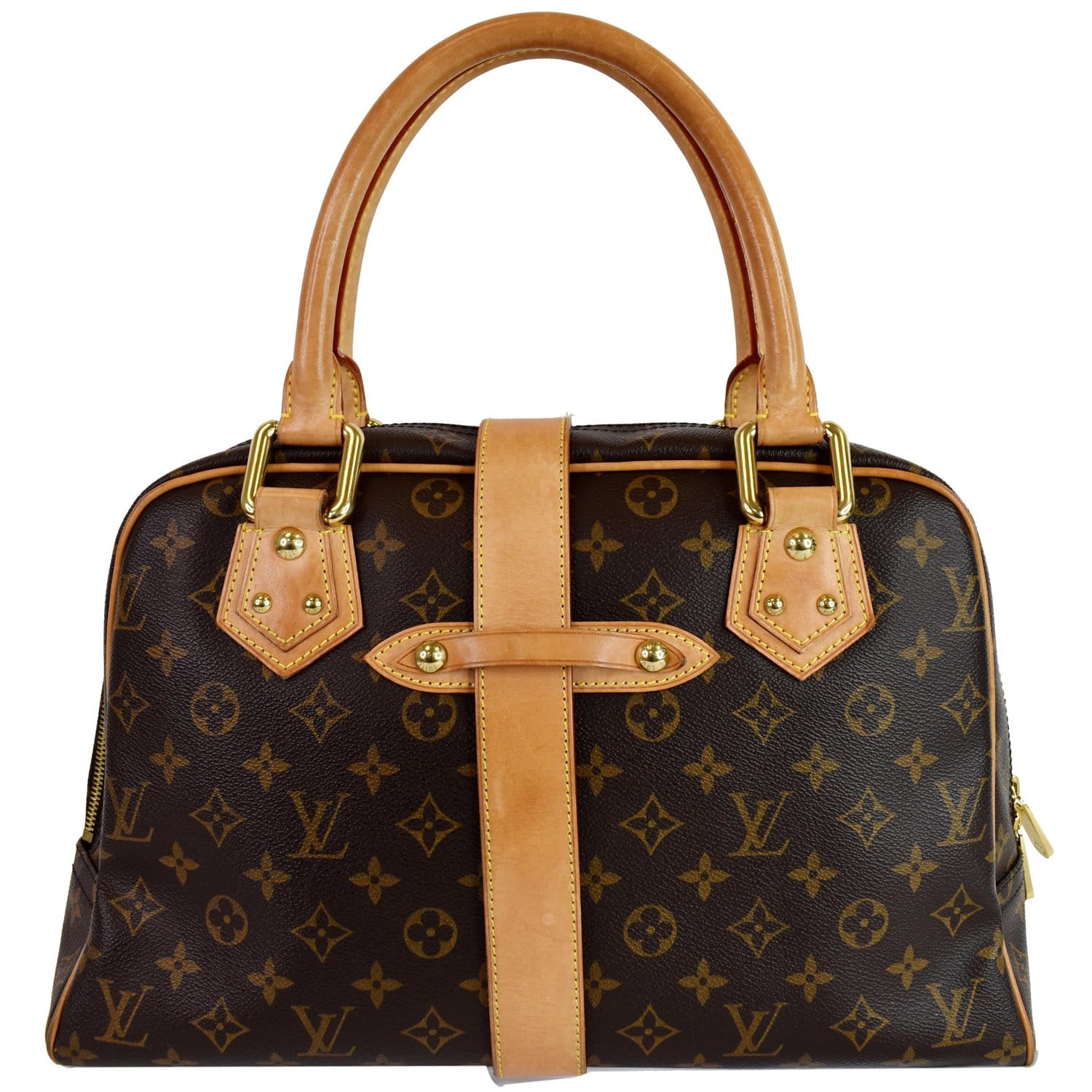 LOUIS VUITTON Manhattan GM Monogram Canvas Satchel Bag Brown