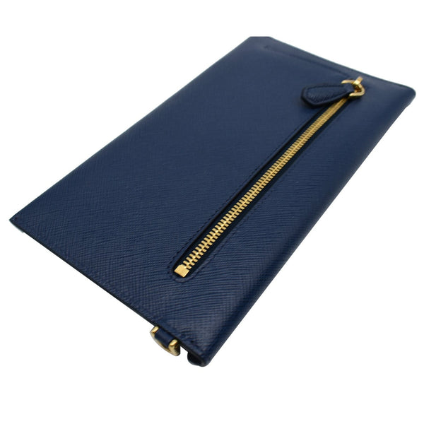 Prada Envelope Leather Chain Clutch Blue - shop now