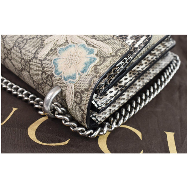GUCCI Dionysus Small Supreme Python NY Yankees Patch Shoulder Bag Beige 400249