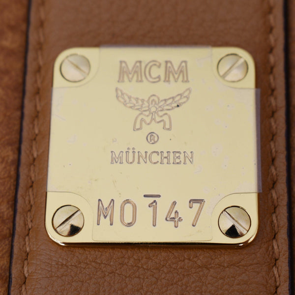 MCM Reversible Liz Medium Visetos Canvas Shopper Tote Bag Cognac