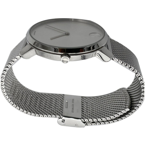 MOVADO Bold Thin Swiss Stain Steel Mesh Band Watch Grey Dial 42MM