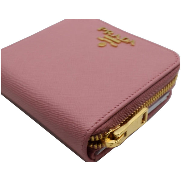 PRADA Small Saffiano Leather Zip Around Wallet Pink