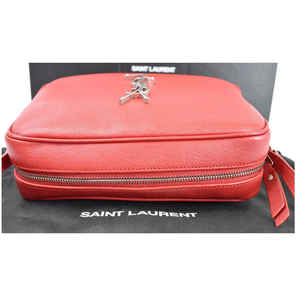 YVES SAINT LAURENT Lou Camera Monogram Leather Shoulder Bag Red