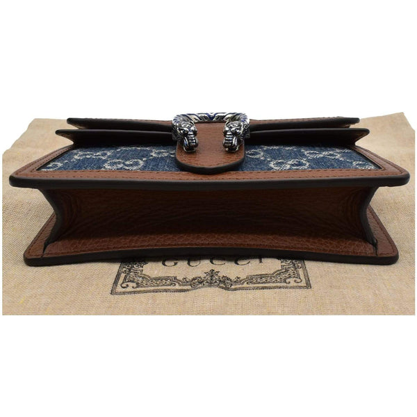 GUCCI Dionysus Super Mini GG Jacquard Denim Chain Shoulder Bag Dark Blue 476432