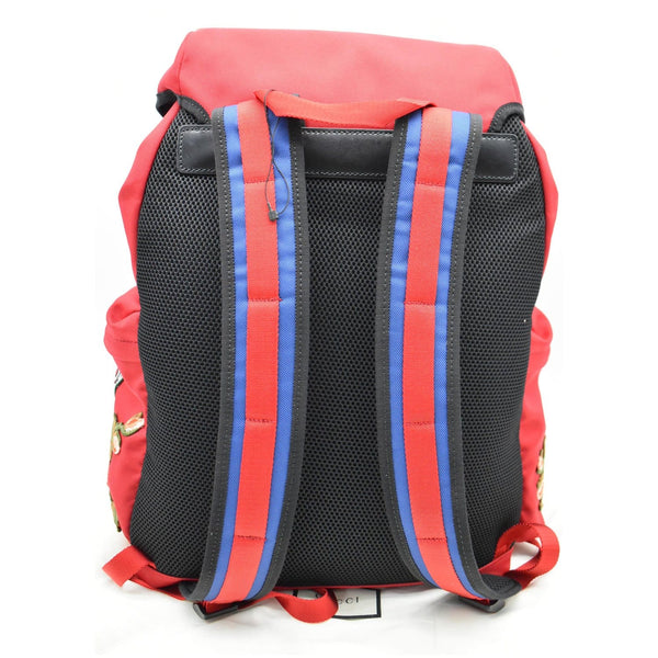 GUCCI L'Aveugle Par Amour Embroidered Nylon Double Buckle Backpack Red 429037