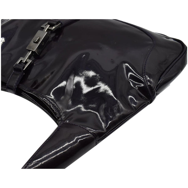GUCCI Jackie Patent Leather Shoulder Bag Dark Purple 001-3306
