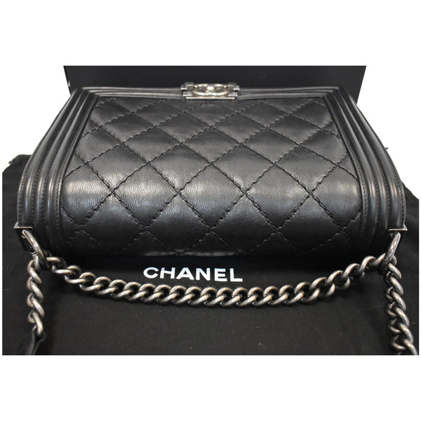 CHANEL Double Stitch Boy Flap Medium Calfskin Shoulder Bag Black