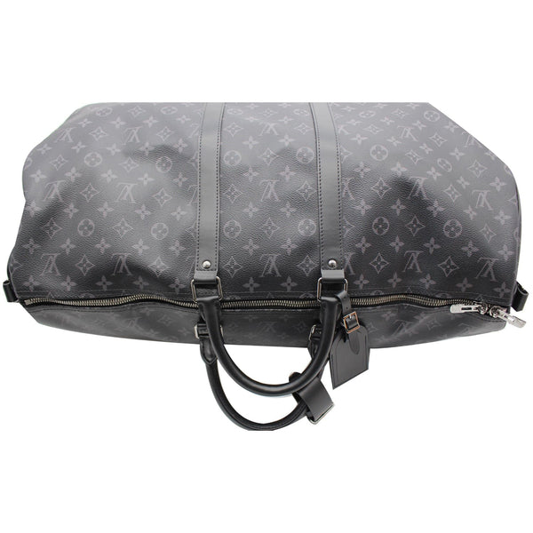LOUIS VUITTON Keepall 55 Bandouliere Monogram Eclipse Travel Bag Black