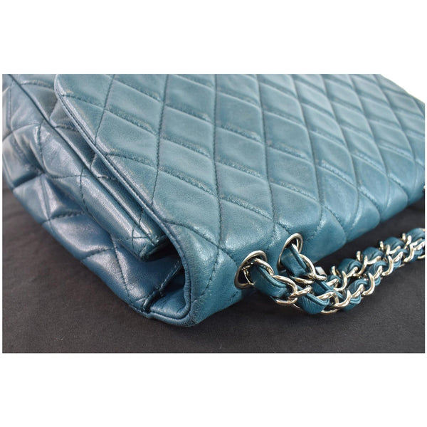 CHANEL Jumbo Single Flap Lambskin Leather Crossbody Bag Teal