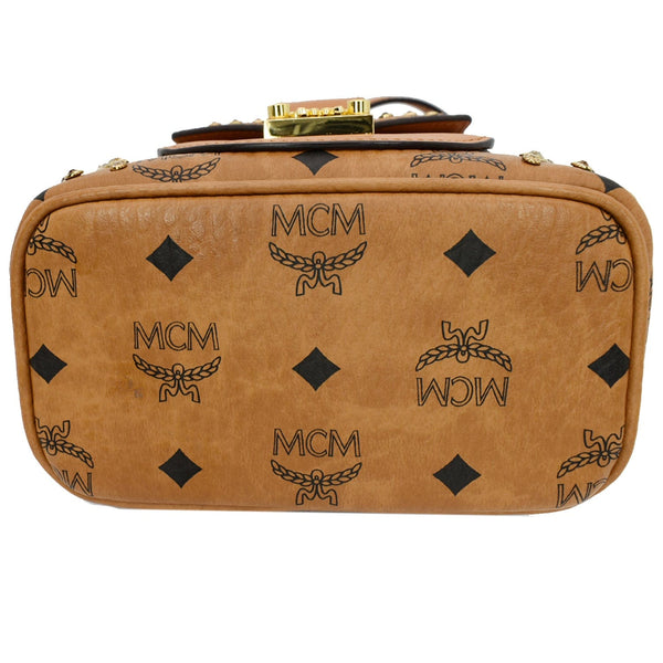 MCM Crystal Visetos Mini Nappa Leather Backpack Bag Cognac  - Hot Deals