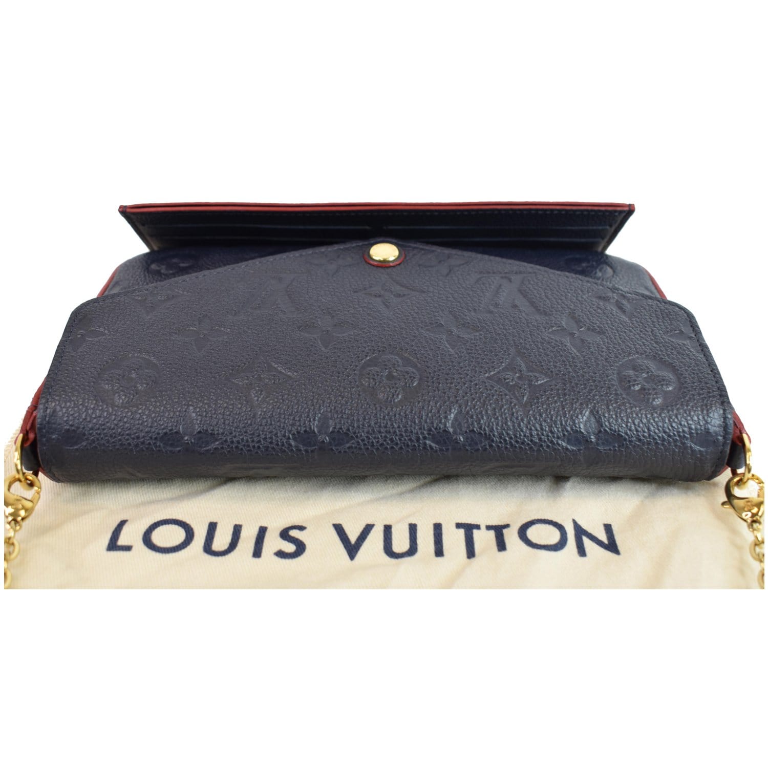 Louis Vuitton Pochette Felicie, Empreinte Leather marine-rouge