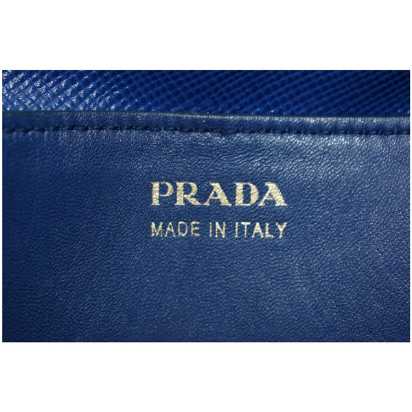PRADA Galliera Two Tone Leather Tote Bag Blue/Tan