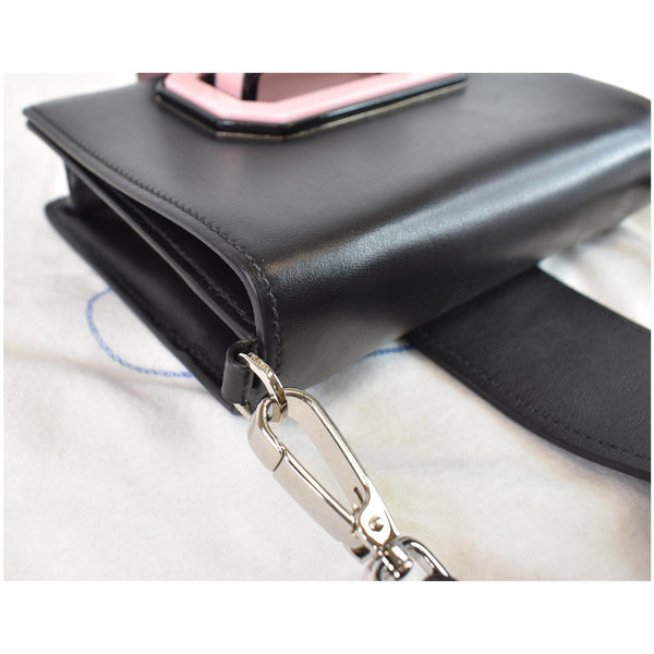 PRADA City Plex Ribbon Small Calfskin Shoulder Bag Black/Pink