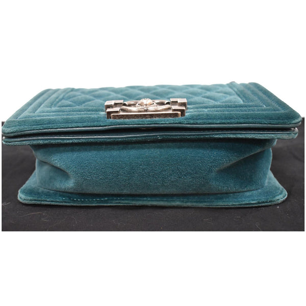 CHANEL Small Boy CC Chain Velvet Shoulder Bag Teal